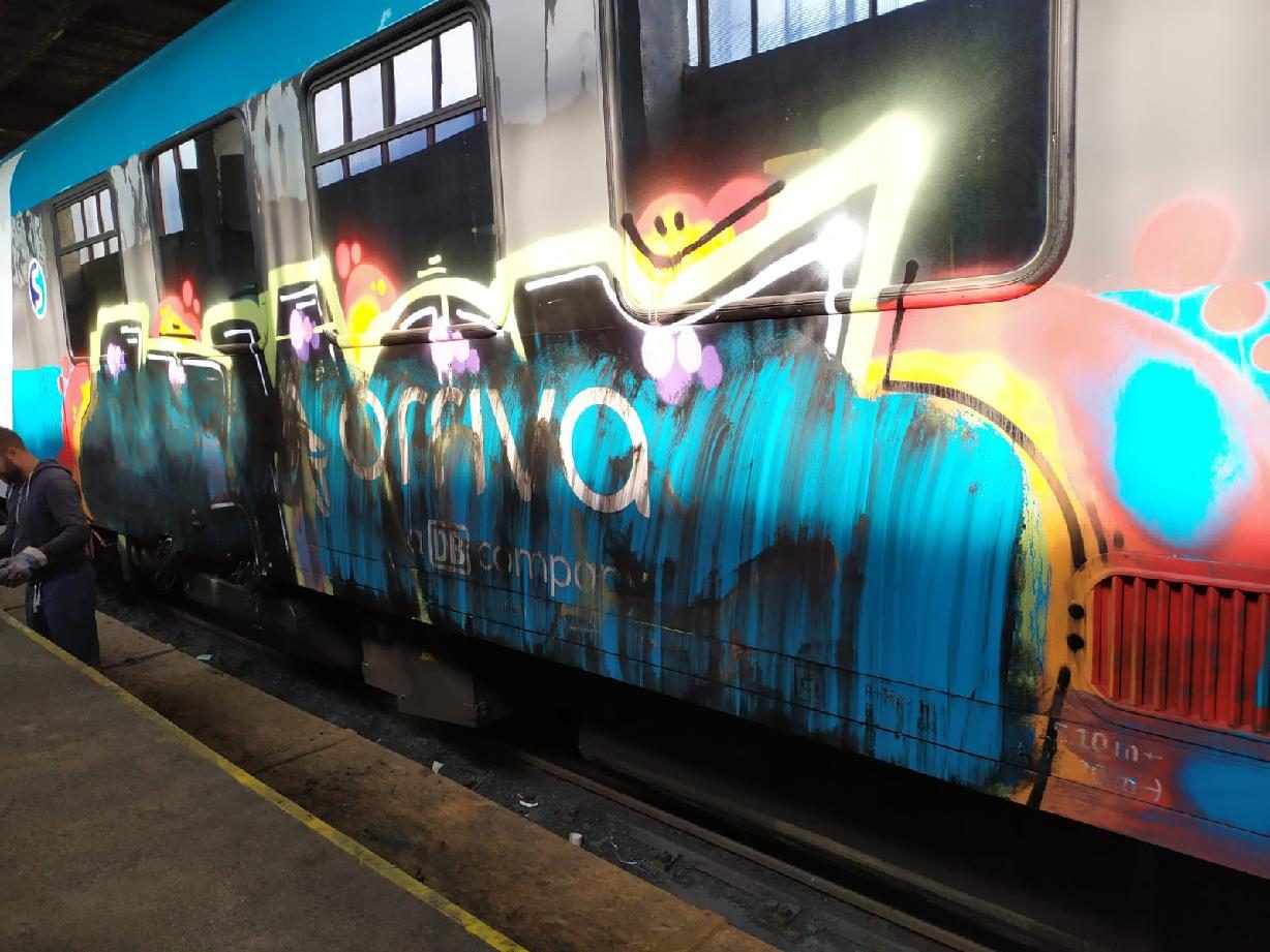 Graffiti removal — before